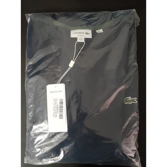 Lacoste Men's Ls Colorblock Crewneck with Badge on Left Chest Marine 4XL - Picture 2 of 3